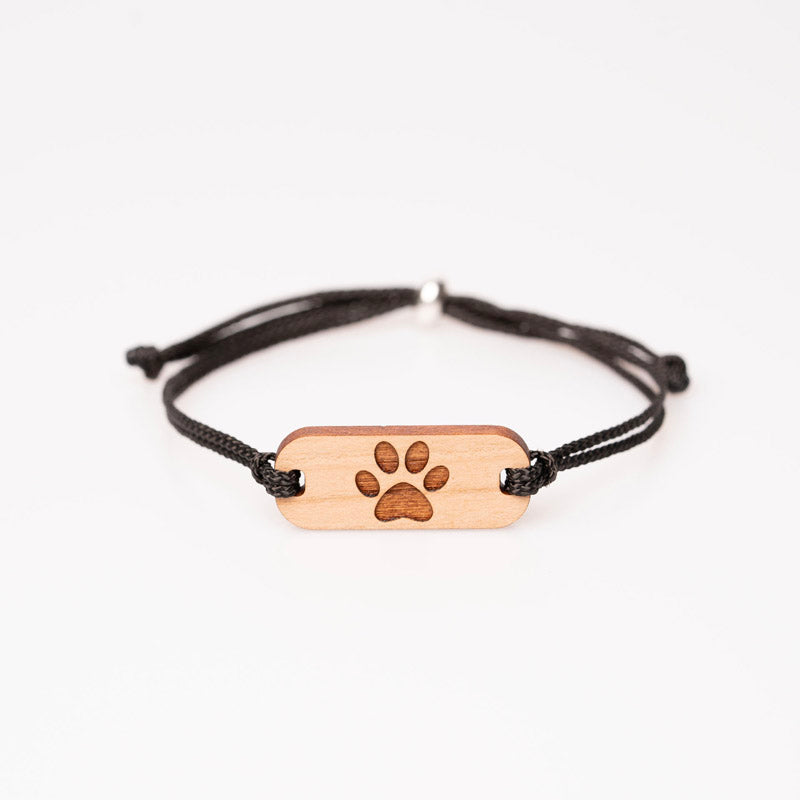 Armband aus Holz mit Pfoten Motiv Graviert 