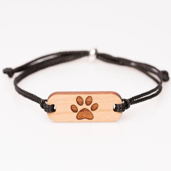 Armband aus Holz mit Pfoten Motiv Graviert 