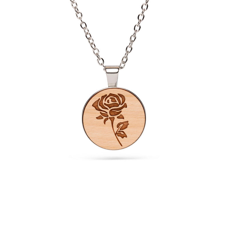 Rose Motiv Halskette aus Kirschholz Holzschmuck 