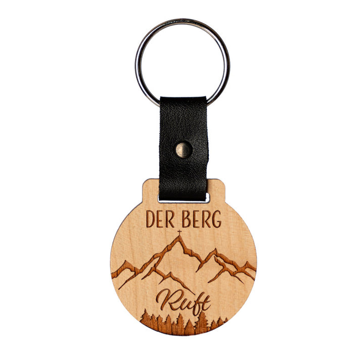 Personalisierter Schlüsselanhänger aus Holz Berg Motiv mit Gravur Geschenk für Wanderer und Outdoor Fans