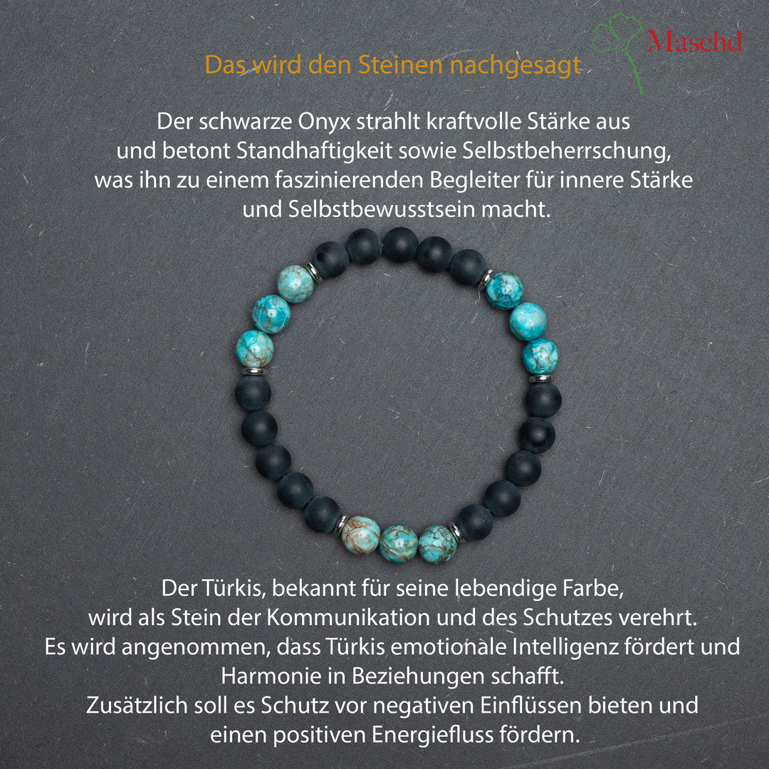 Edelstein Armband | Schwarzer Onyx und Türkis