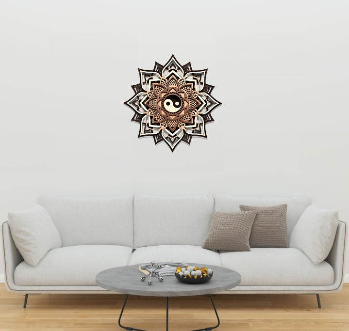 Wohnzimmer Wand mit Yin und Yang Wandbild 