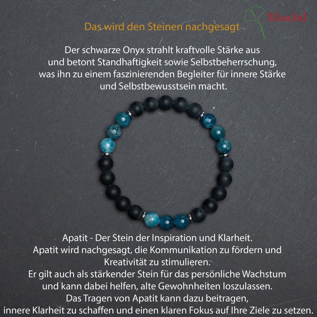 Edelstein Armband | Schwarzer Onyx und Apatit