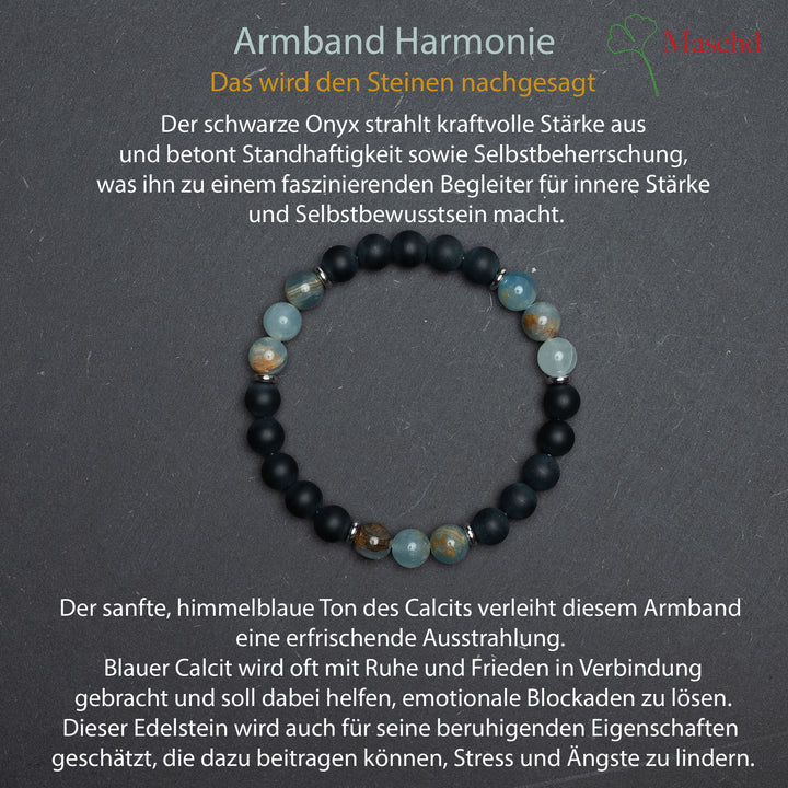Edelstein Armband | Schwarzer Onyx und Blauer Calcit