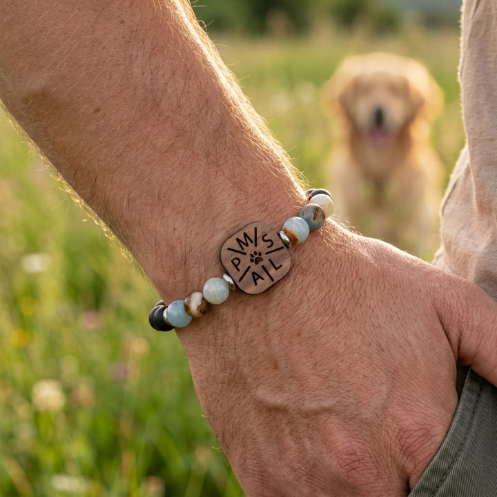 Initialen Pfote Armband mit Edelsteinen