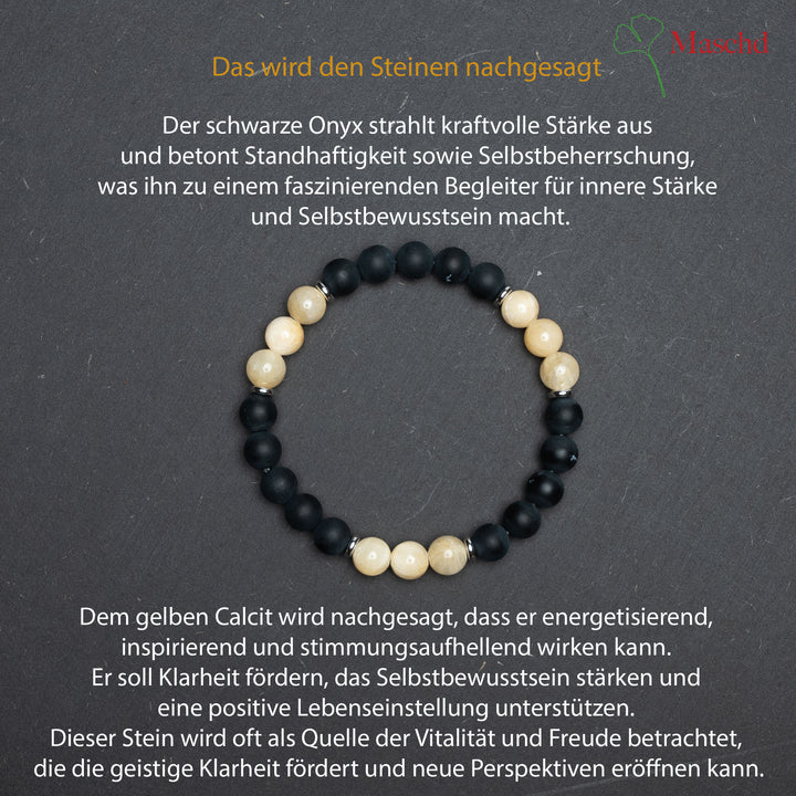 Edelstein Armband | Schwarzer Onyx und Calcit