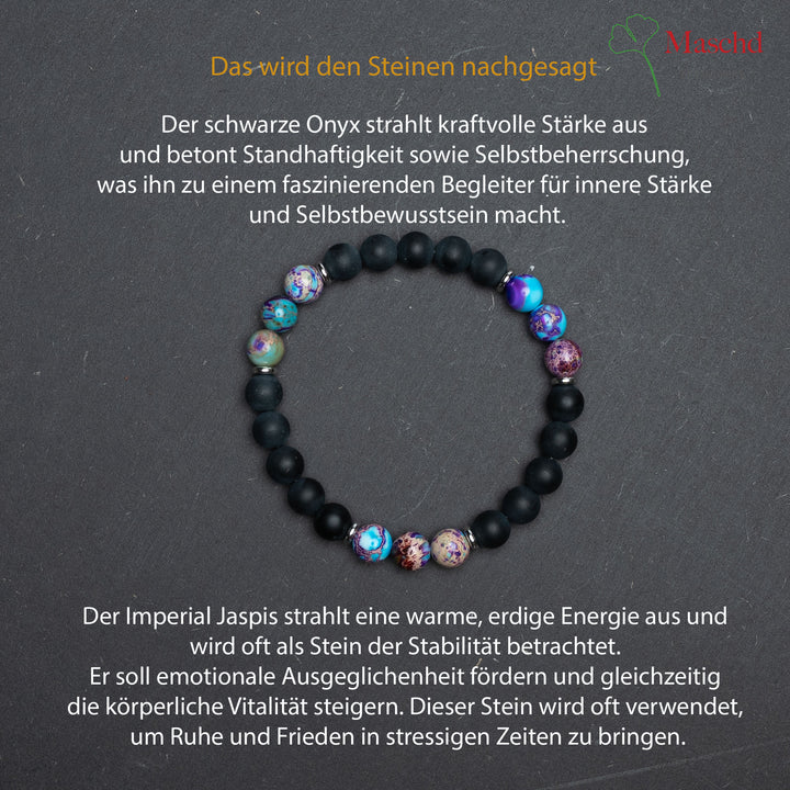 Edelstein Armband | Schwarzer Onyx und Imperial Jaspis