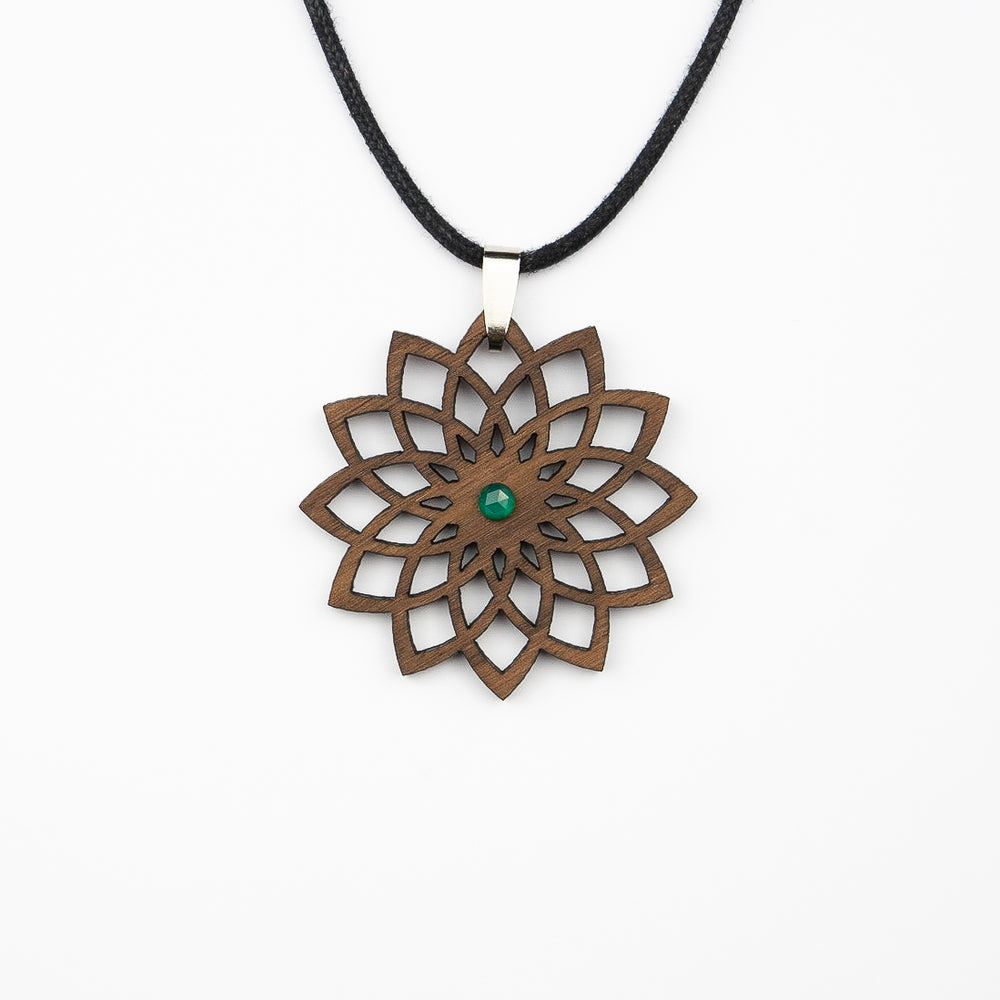 Mandala Halskette mit Grünen Onyx