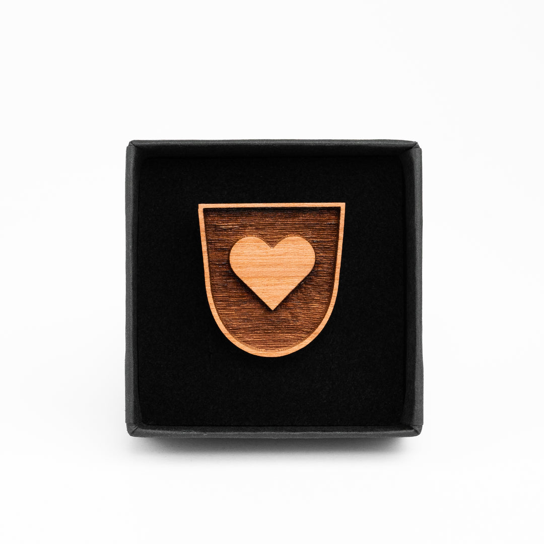 Herz Trachtenbrosche Pin Holzschmuck