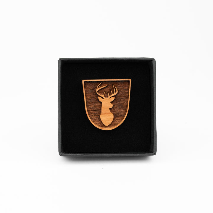 Trachten Hirsch Pin Brosche Kirschholz Holzschmuck